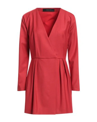 Federica Tosi Woman Mini Dress Red Size 6 Polyester, Virgin Wool, Elastane