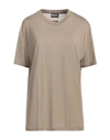 Diesel Woman T-shirt Khaki Size L Lyocell In Beige