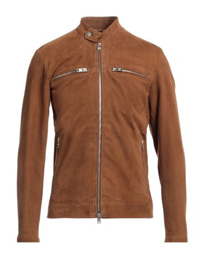 Dfour Man Jacket Camel Size 42 Soft Leather In Beige