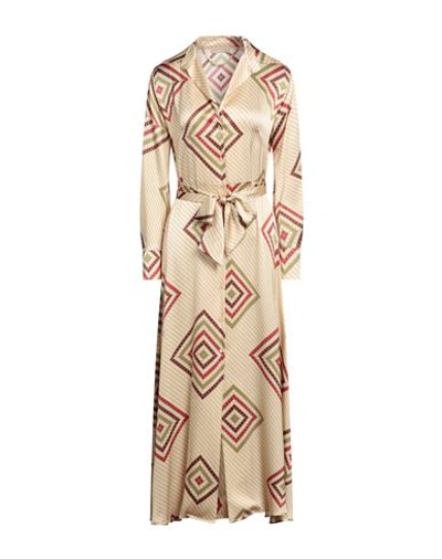 Momoní Woman Maxi Dress Beige Size 8 Silk, Elastane