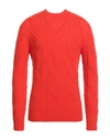 Drumohr Man Sweater Tomato Red Size 42 Lambswool In Tomato Red