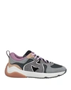 Hogan Woman Sneakers Lead Size 7 Leather, Textile Fibers In Grey