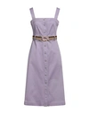 TORY BURCH TORY BURCH WOMAN MIDI DRESS LILAC SIZE 14 COTTON, ELASTANE