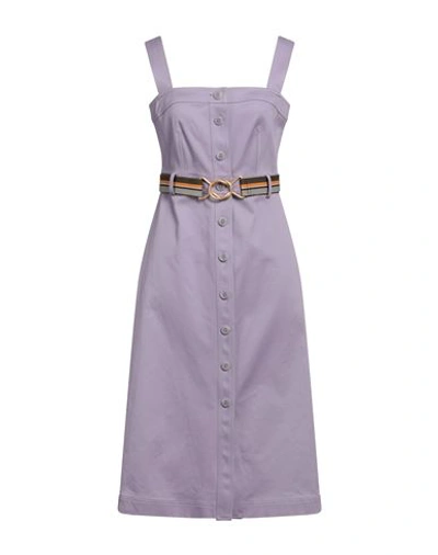 Tory Burch Woman Midi Dress Lilac Size 14 Cotton, Elastane In Purple