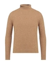 +39 Masq Man Turtleneck Camel Size 42 Cotton, Polyamide, Elastane In Beige