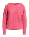 Bellwood Woman Sweater Fuchsia Size M Mohair Wool, Acrylic, Polyamide, Polyester In Pink
