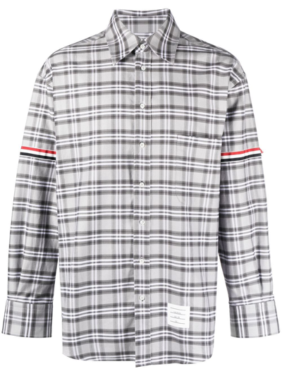 Thom Browne Plaid-check Print Shirt In Grey