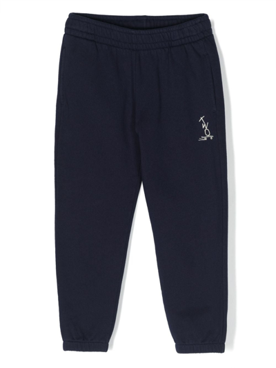 There Was One Kids' Logo-print Cotton Track Pants In Blue