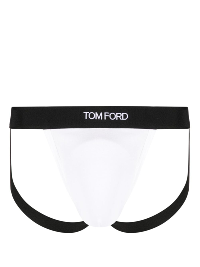 Tom Ford Logo-waistband Briefs In White