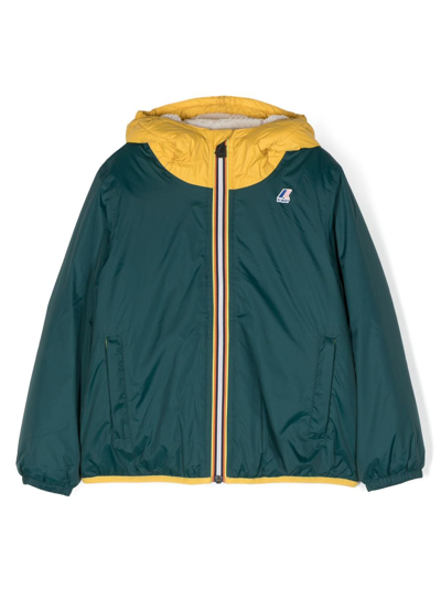 K-way Kids' Le Vrai 3.0 Claude Hooded Jacket In Green