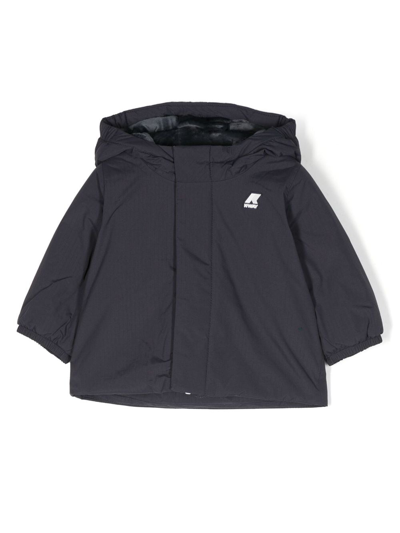 K-way Babies' Logo-patch Hooded Jacket In Blue