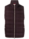 BRUNELLO CUCINELLI PLAID CHECK-PATTERN PADDED GILET