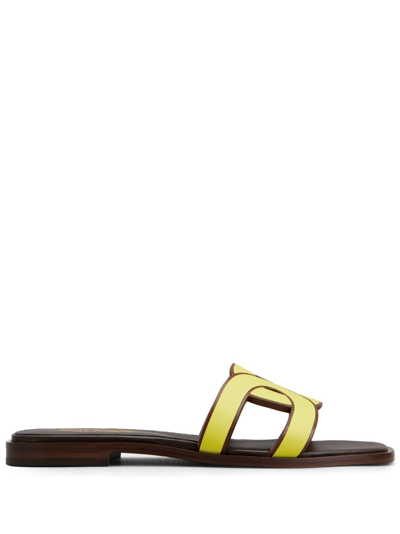 Tod's Logo-strap Leather Sandals In Nude & Neutrals