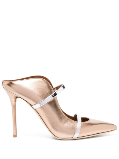 Malone Souliers Maureen 115mm Leather Mules In Gold