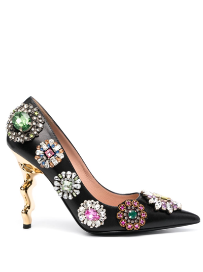 Moschino 105mm Crystal-embellished Pumps In Black