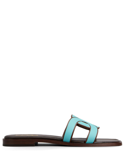 Tod's Logo-strap Leather Sandals In Blue