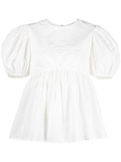 Cecilie Bahnsen Summer Recycled Polyester Puff-sleeves Blouse In White