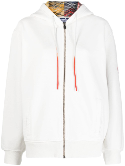 Missoni Logo-embroidered Cotton Hoodie In White