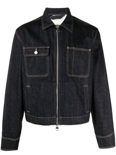 Alexander Mcqueen Zip-up Denim Jacket In Blue