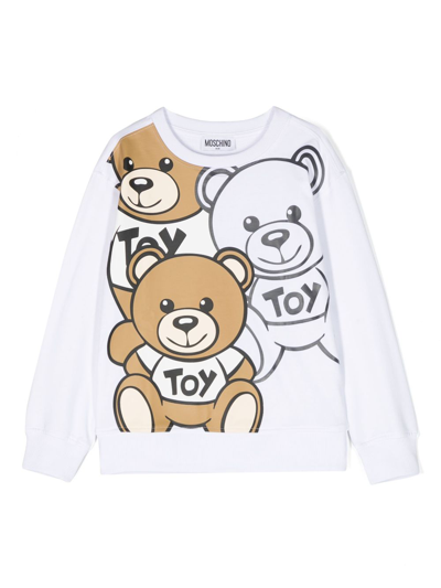 Moschino Kids' Logo-print Cotton Sweatshirt In White