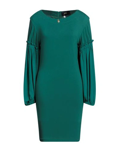 Cavalli Class Woman Mini Dress Green Size 4 Viscose, Elastane, Acetate, Silk