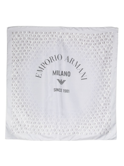 Emporio Armani Logo-print Silk Scarf In Grey