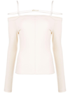 Jacquemus Sierra Strappy Off-the-shoulder Long-sleeve T-shirt In Beige