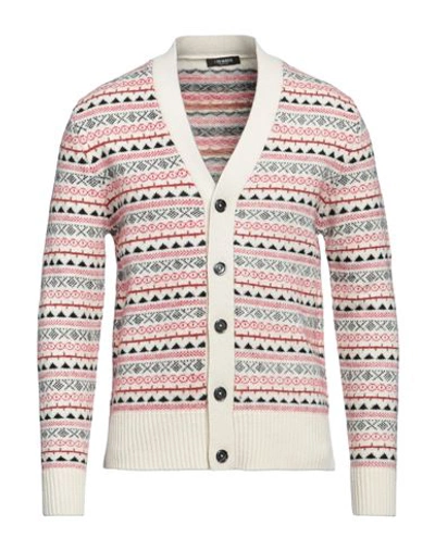 +39 Masq Man Cardigan Ivory Size 42 Wool In White