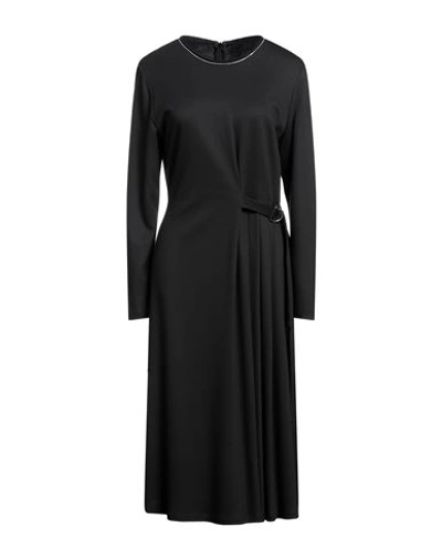 Peserico Woman Midi Dress Black Size 14 Viscose, Virgin Wool, Polyamide, Merino Wool, Cashmere In Black