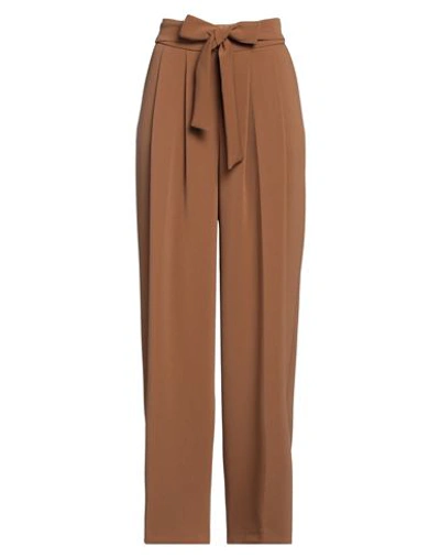 Manuela Riva Woman Pants Camel Size 12 Polyester, Elastane In Beige