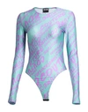 VERSACE JEANS COUTURE VERSACE JEANS COUTURE WOMAN BODYSUIT TURQUOISE SIZE 2 POLYAMIDE, ELASTANE