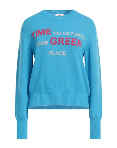 Herno Woman Sweater Azure Size 6 Wool In Blue