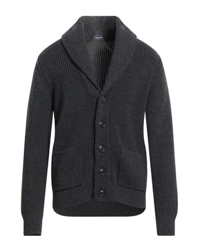 Drumohr Man Cardigan Lead Size 38 Merino Wool In Grey