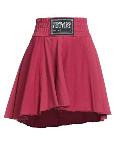 Versace Jeans Couture Woman Mini Skirt Garnet Size 6 Cotton In Red