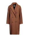 MOMONÍ MOMONÍ WOMAN COAT BROWN SIZE 10 WOOL, LYOCELL, POLYAMIDE