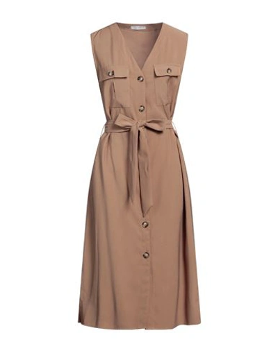 Fly Girl Woman Midi Dress Light Brown Size S Viscose, Polyester In Beige