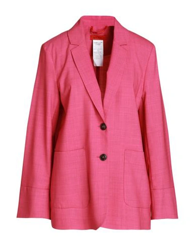 Max & Co . Woman Suit Jacket Magenta Size 6 Polyester, Virgin Wool, Elastane
