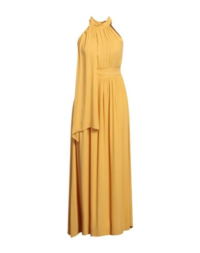 Cristina Gavioli Woman Long Dress Ocher Size 12 Viscose In Yellow