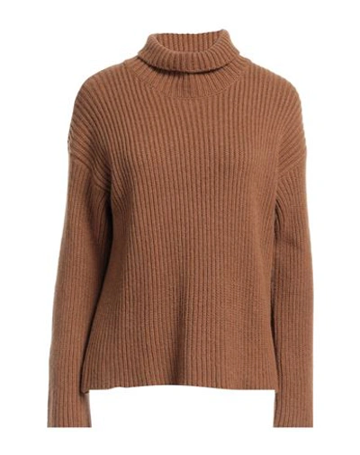 Aragona Woman Turtleneck Camel Size 8 Cashmere In Brown