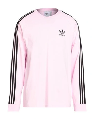 Adidas Originals 3-stripes Ls T Man T-shirt Pink Size Xl Cotton
