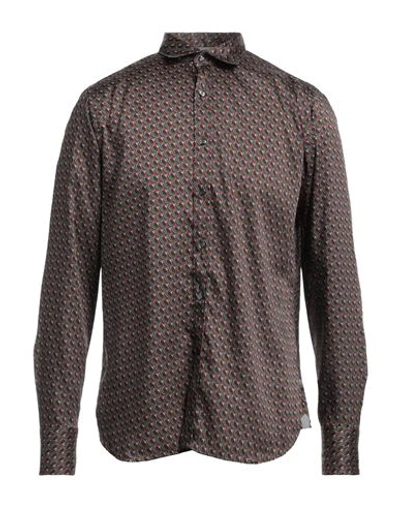 Tintoria Mattei 954 Man Shirt Brown Size 16 Polyester