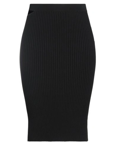 Helmut Lang Black Cutout Midi Skirt In Black/black