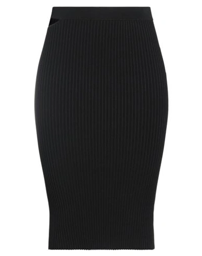 HELMUT LANG HELMUT LANG WOMAN MIDI SKIRT BLACK SIZE L VISCOSE, POLYESTER