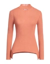 Wolford Cashmere Top Long Sleeves Woman Turtleneck Pastel Pink Size L Virgin Wool, Cashmere