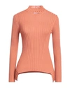 Wolford Cashmere Top Long Sleeves Woman Turtleneck Antique Rose Size L Virgin Wool, Cashmere In Pink