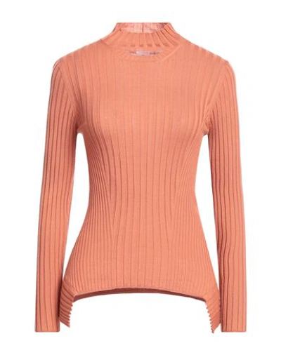 Wolford Cashmere Top Long Sleeves Woman Turtleneck Pastel Pink Size L Virgin Wool, Cashmere