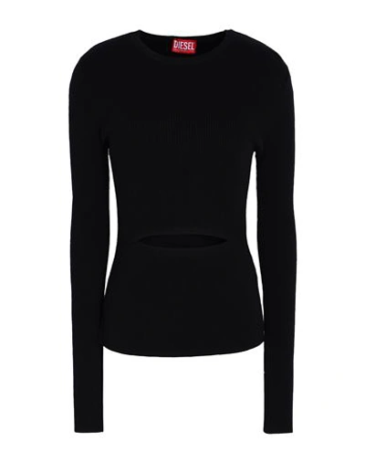 DIESEL DIESEL M-PERIS WOMAN SWEATER BLACK SIZE L WOOL, VISCOSE, POLYESTER