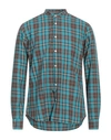 Tintoria Mattei 954 Man Shirt Turquoise Size 16 Cotton In Blue