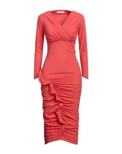 Chiara Boni La Petite Robe Woman Midi Dress Coral Size 2 Polyamide, Elastane In Red