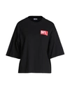 Diesel T-rowylabel Woman T-shirt Black Size L Cotton